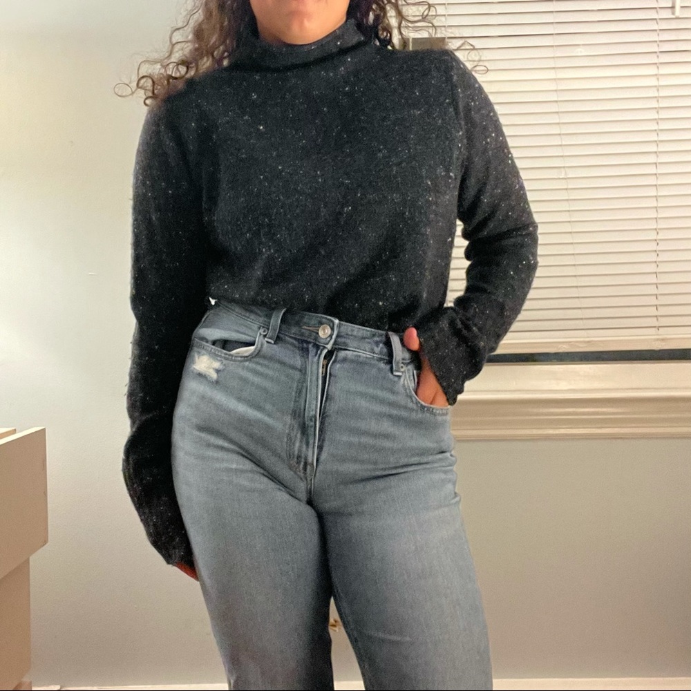 Madewell black and grey mockneck sweater